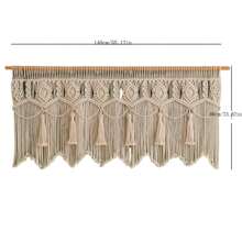 1入組波西米亞風格牆壁裝飾壁掛、窗簾、床頭掛毯，配有短門帘，手工編織流蘇落地窗簾（不包括升降棒）