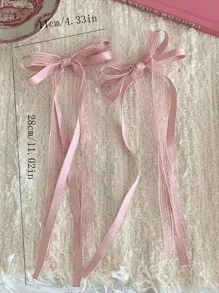 2 chiếc kẹp tóc công chúa dễ thương và đáng yêu cho bé gái, kẹp tóc nơ nhiều lớp phong cách múa ba lê cổ điển cho nữ sinh siêu tiên, trang trí tóc đuôi ngựa cho mùa tựu trường, trang phục hàng ngày, tiệc tùng, khiêu vũ khiêu vũ, quà tặng - 2 chiếc kẹp tóc nơ ruy băng ren - Xem 11