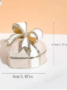 1pc Heart-Shaped Jewelry Box, White Cushion, Proposal Ring Box, Suitable For Wedding Rings, Necklaces And Earrings, Wedding - Multicolor - View 2