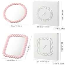 1pc Simple Cream-Toned Desktop Makeup Mirror, Asymmetrical Dressing Mirror For Office/ Vanity, Cute Design For Girls - Multicolor - View 7