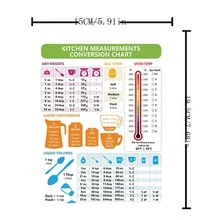1 nam châm chuyển đổi đo lường nhà bếp - Trang trí đo lường nấu ăn theo hệ mét và hoàng gia - Đo trọng lượng, chất lỏng, nhiệt độ - Phụ kiện dụng cụ làm bánh công thức - Nhiều màu - Xem 2