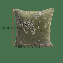 絨織提花豹紋沙發客廳枕套，復古美式鄉村風格扔枕墊，適用於窗邊家居裝飾