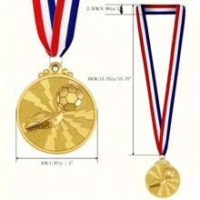 Bộ 10 huy chương bóng đá để trao giải, Bộ huy chương giải thưởng vàng - Phong cách kim loại cho trò chơi bóng đá thể thao và giải thưởng, Quà tặng tiệc - Vàng - Xem 3