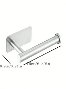 1 pieza Porta pañuelos de acero inoxidable plateado, soporte moderno y sólido para toallas de papel para cocina y baño, estante de almacenamiento sin taladro para sombreros y ropa