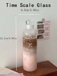 1pc 北欧风波点蝴蝶结玻璃杯，INS风高颜值早餐牛奶杯配创意美式冷萃咖啡杯家用夏季饮品水杯节日礼物生日祝福派对用品送男朋友女朋友的礼物 - 彩色 - 查看 4