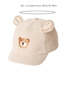 1pc Baby Corduroy Baseball Cap, Embroidered With Cute Cartoon Bear, Baseball Cap For Children Suitable For Daily Use In Autumn And Winter - 1PC - View 5