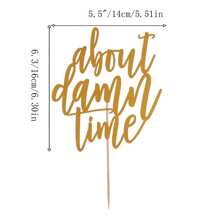 1pc About Damn Time Cake Topper - Engagement Celebrations Of Man And Woman, Engagement Cake Topper For Wedding Party Decorations - Gold - View 4