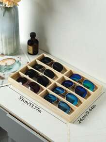 1 Peça Caixa de Armazenamento de Óculos de Grelha Múltipla de Madeira Natural, Bandeja Organizadora Multiuso de Jóias para Mesa, Bandeja de Exposição de Armazenamento de Óculos para Vitrine de Loja, Bandeja de Comercialização, Chá de Revelação de Gênero, Perfeito para Aniversários, Casamentos, Festas, O Presente Perfeito para Colegas, Amigos e Família, Volta às Aulas