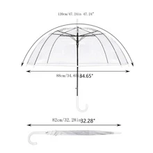 2 Pcs Clear Umbrella Auto Open Dome Umbrella Windproof Umbrella With J Hook Handle For Wedding Graduation Events - Black - View 9