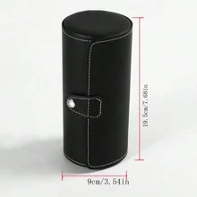 PU Leather Watch Box Watch Three Cylindrical Storage Box Cylinder Travel Portable Watch Tie Case Three Watch Boxes Leather Jewelry Display Gift Box