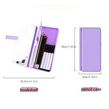 1 pieza Estuche de bolígrafos multifuncional plegable como soporte para lectura, escritorio de tres en , borrable y escribible, caja de almacenamiento con bolígrafo - Estuche para lápices con estantería de lectura plegable - Ver 11