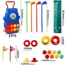 Juego de golf para niños pequeños, juguetes para niños, conjunto actualizado de carrito de golf para niños con 4 palos de golf, 8 pelotas y 1 tapete, juguetes de golf para interiores y exteriores para niños y niñas de 3 a 6 años, accesorios para el mar y la playa - Multicolor - Ver 3