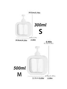 1入可裝入化妝品、肥皂液、沐浴乳的浴室補充液泵式容器，附塑膠泵噴瓶，便攜式旅行洗髮護理立架，容量300/500毫升 - 白色 - 查看 10