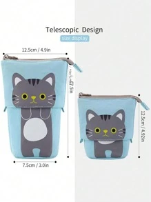 可擴展站立式貓咪鉛筆盒，1入組 - 彩色 - 查看 3