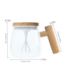 Automatic Coffee Stirring Cup With High-Capacity And High-Borosilicate Glass Body, Suitable For Milk Tea Back To School - Wood Grain Color - View 2