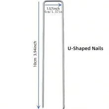 50 piezas Estacas en forma de U galvanizadas para jardín, resistentes a la corrosión, para fijar césped artificial, carpas y control