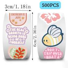 500pcs/Roll Floral & Leafy Inspirational English Adhesive Washi Tape For Scrapbooking, Decorating, And Sealing Envelopes Back To School