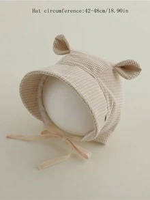 1入組毛絨面料嬰兒保暖耳帽，日常穿著保暖防風，可愛的嬰兒漁夫風格，秋冬休閒必備 - 1PC - 查看 4