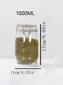 1 个带夹盖玻璃密封罐，大容量密封玻璃食品容器，适用于食品储藏，透明厨房罐，用于谷物和香料 - 無色 - 查看 2