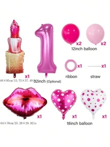 11pcs/Set Number Balloons For Wedding, Lip & Cosmetics Shaped Party Decoration,Christmas - Multicolor - View 3