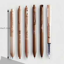 6pcs Coffee Time Gel Pens Highlighter Set 0.5mm Ballpoint Black Color Ink & Coffee Marker For Writing - Brown - View 2