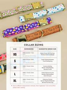 情人节和新年礼物可爱图案宠物项圈金色五金双面印花宠物狗和猫节日礼物宠物可调节项圈 - 彩色 - 查看 3