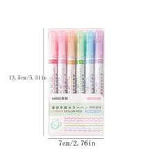 6 Pcs Color Linear Pen, Roller Ball Contour Pen Multi-Pattern, Student DIY Handbook Pen - Multicolor - View 7