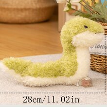1 con rắn xanh lông xù dễ thương, búp bê nhồi bông động vật xoăn to - Nhiều màu - Xem 2