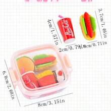 Eraser Set Cute Bento Box Dessert Makeup Eraser Set Christmas Rewards Gift Rewards Random Box,Eraser,Erasers,Stocking Fillers Kids,Bento Box For Kids,Lunch Box Kids>Bowl,Makeup Kids,Back To School - Multicolor - View 2