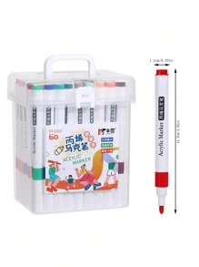 60/48/36/24/12 Colors Acrylic Marker Pens, 12-60 Colors Multi-Function Multicolor Marker Pens, Watercolor Painting Marker Pens, DIY Painting Marker Pens Watercolor Pens Drawing Pens For Sketching, Outlining, Suitable For Students - Multicolor - View 10