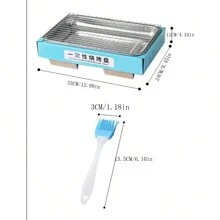 便攜式家用一次性炭烤爐，無煙戶外燒烤炭爐，適用於野營，方便烤肉的烤架 - 藍色 - 查看 2