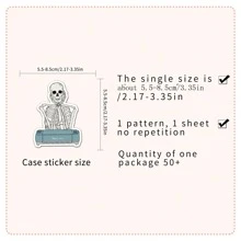 50 piezas esqueletos de 2.1-3.3 pulgadas en una mezcla de estilo artístico de adhesivos impermeables para teléfono, cascos de motocicleta, ordenadores portátiles, coches, guitarras, grafiti, cuadernos, papelería, patinetas y decoración del hogar. - Multicolor - Ver 2