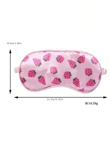 1pc Girl's Spandex Fabric Strawberry Pattern Printed Cute Elastic Band Sleep Eye Mask, Perfect For Daily Relaxation