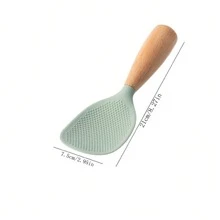 1pc Silicone Spoon With Wooden Handle, Spatula For Nonstick Pan, Heat-Insulation Heat-Resistant Spoon For Rice Cooker, For Home Kitchen School Dormitory, Practical Kitchen Tools - Multicolor - View 3