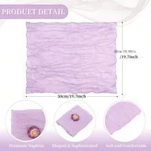 6/12/18/24/30 Pieces Purple Gauze Cheese Cloth Napkins, Multi-Color Optional Cheese Cloth Napkins Bali Cheese Cloth Napkins, Rustic Bohemian Lavender Napkins, Lavender Napkins For Family Dinners, Restaurants, Wedding Receptions, Dinners, Holiday Parties, Table Decorations