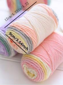 1 件装 100 克蛋糕纱彩虹纱分段染色 5 股牛奶纱 DIY 手工编织 - 彩色 - 查看 2