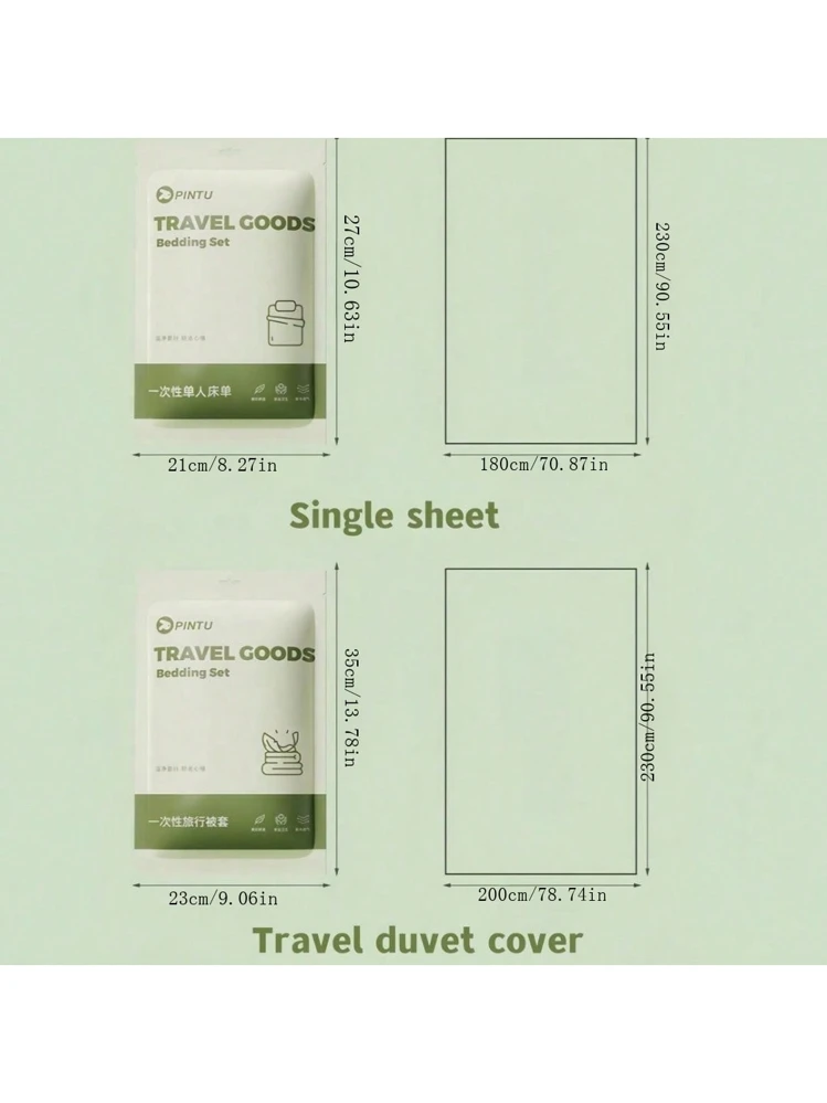 Lenzuola da Viaggio Usa e Getta - Set 3-4 Pezzi Queen Size Con Lenzuolo Con Angoli, Federa - Copriletto Portatile per Hotel, Ospedale