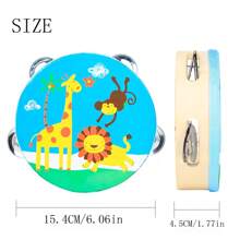 6-Inch Hand Held Rattle Drum, Wooden Hand Drum Toy For Students Performance, Cartoon Style Musical Instrument - Multicolor - View 2