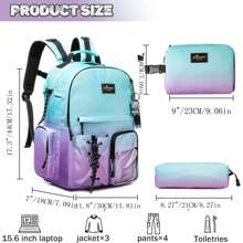 3PCS Multi-Coloured Leather Backpack For Kids Multi-Pocket Multi-Functional Schoolbag With Lunch Bag And Pencil Case Kids Travel Bag For Elementary School Students - Multicolor - View 4