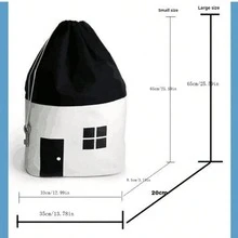 1pc House Shaped Drawstring Storage Bag, Black & White - Multicolor - View 8