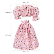 6 piezas/set Ropa para vestir muñeca de moda de 11.5", incluye 1 par de zapatos, 1 sombrero, 1 collar, 1 conjunto, 1 bolso, 1 pulsera (muñeca no incluida) - Multicolor - Ver 3