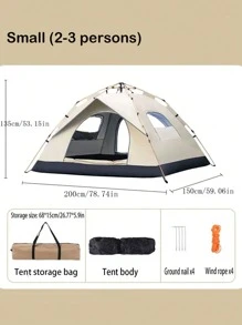 1 set Carpa de campamento portátil plegable y totalmente automática para exterior, resistente al agua y a los rayos UV, gruesa - Multicolor - Ver 7