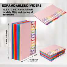 24 Pockets Expandable Folder,File Manager,Letter Size,Holds 240 Sheets,Plastic Rainbow Lined,Colorful Folders,Designed For Home,Office,School Test Papers Contract Organize,Back To School,School Supplies