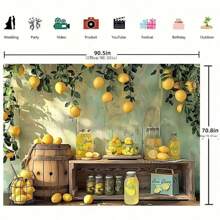 新品柠檬黄拍照背景清凉夏日生日快乐柠檬水店铺聚会摄影背景拍照亭横幅蛋糕粉碎 - 多色 - 查看 2