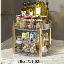 Gold-Plated Rotating Storage Box, Multifunctional Kitchen Organizer Rack - White - View 2