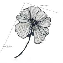1pc Black Flower Embroidered Applique Patch - Black - View 2