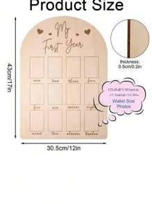 Marco de fotos de madera para decoración colgante con álbum de hitos del primer año del bebé recién nacido, regalo para baby shower, Pascua, niñas/niños - Beis - Ver 4