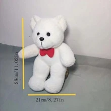 毛绒泰迪熊娃娃，经典手工小熊娃娃，适合生日、毕业、节日礼物 - 白色 - 查看 2