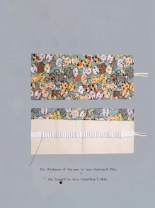 1pc Canvas Pencil Case, Large Capacity 12/24/36/48/72 Slots, Cartoon Cat Pattern, Unisex Colored Pencil Holder,Back To School,School Supplies,Stationery,Bag - Multicolor - View 5