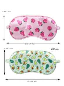 2pcs/Set Kids Girls' Strawberry & Avocado Pattern Elastic Soft Fabric Sleep Eye Mask, Comfortable For Daily Wear - Multicolor - View 3